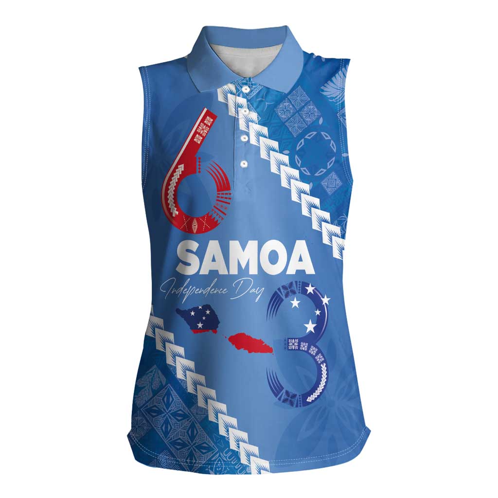 Samoa Independence Day Women Sleeveless Polo Shirt Anniversary 63th-Siapo Art