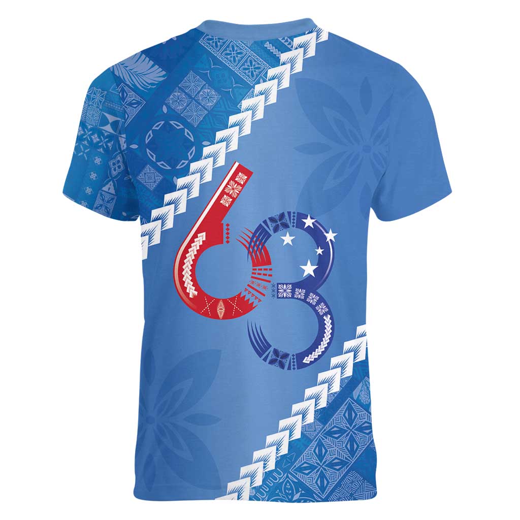 Samoa Independence Day Women V-Neck T-Shirt Anniversary 63th-Siapo Art