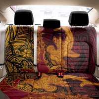 Hawaiian Volcano and Shark Back Car Seat Cover Polynesian and Hibiscus Pattern Lava Color
