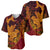 Hawaiian Volcano and Shark Baseball Jersey Polynesian and Hibiscus Pattern Lava Color