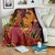 Hawaiian Volcano and Shark Blanket Polynesian and Hibiscus Pattern Lava Color