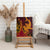 Hawaiian Volcano and Shark Canvas Wall Art Polynesian and Hibiscus Pattern Lava Color