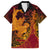 Hawaiian Volcano and Shark Family Matching Puletasi and Hawaiian Shirt Polynesian and Hibiscus Pattern Lava Color