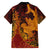 Hawaiian Volcano and Shark Family Matching Puletasi and Hawaiian Shirt Polynesian and Hibiscus Pattern Lava Color