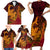 Hawaiian Volcano and Shark Family Matching Short Sleeve Bodycon Dress and Hawaiian Shirt Polynesian and Hibiscus Pattern Lava Color