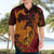 Hawaiian Volcano and Shark Hawaiian Shirt Polynesian and Hibiscus Pattern Lava Color