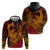 Hawaiian Volcano and Shark Hoodie Polynesian and Hibiscus Pattern Lava Color