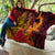 Hawaiian Volcano and Shark Quilt Polynesian and Hibiscus Pattern Lava Color