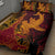 Hawaiian Volcano and Shark Quilt Bed Set Polynesian and Hibiscus Pattern Lava Color