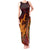 Hawaiian Volcano and Shark Tank Maxi Dress Polynesian and Hibiscus Pattern Lava Color