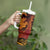 Hawaiian Volcano and Shark Tumbler With Handle Polynesian and Hibiscus Pattern Lava Color