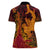 Hawaiian Volcano and Shark Women Polo Shirt Polynesian and Hibiscus Pattern Lava Color