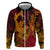 Hawaiian Volcano and Shark Zip Hoodie Polynesian and Hibiscus Pattern Lava Color