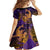 Hawaiian Volcano and Shark Family Matching Off Shoulder Maxi Dress and Hawaiian Shirt Polynesian and Hibiscus Pattern Purple Yellow Gradient