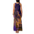 Hawaiian Volcano and Shark Family Matching Tank Maxi Dress and Hawaiian Shirt Polynesian and Hibiscus Pattern Purple Yellow Gradient