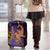 Hawaiian Volcano and Shark Luggage Cover Polynesian and Hibiscus Pattern Purple Yellow Gradient