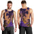 Hawaiian Volcano and Shark Men Tank Top Polynesian and Hibiscus Pattern Purple Yellow Gradient