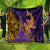 Hawaiian Volcano and Shark Quilt Polynesian and Hibiscus Pattern Purple Yellow Gradient