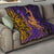 Hawaiian Volcano and Shark Quilt Polynesian and Hibiscus Pattern Purple Yellow Gradient