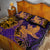 Hawaiian Volcano and Shark Quilt Bed Set Polynesian and Hibiscus Pattern Purple Yellow Gradient