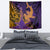 Hawaiian Volcano and Shark Tapestry Polynesian and Hibiscus Pattern Purple Yellow Gradient