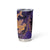 Hawaiian Volcano and Shark Tumbler Cup Polynesian and Hibiscus Pattern Purple Yellow Gradient