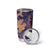 Hawaiian Volcano and Shark Tumbler Cup Polynesian and Hibiscus Pattern Purple Yellow Gradient