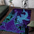 Hawaiian Volcano and Shark Area Rug Polynesian and Hibiscus Pattern Purple Cyan Gradient