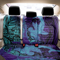 Hawaiian Volcano and Shark Back Car Seat Cover Polynesian and Hibiscus Pattern Purple Cyan Gradient