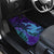 Hawaiian Volcano and Shark Car Mats Polynesian and Hibiscus Pattern Purple Cyan Gradient