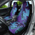 Hawaiian Volcano and Shark Car Seat Cover Polynesian and Hibiscus Pattern Purple Cyan Gradient