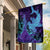 Hawaiian Volcano and Shark Garden Flag Polynesian and Hibiscus Pattern Purple Cyan Gradient