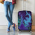 Hawaiian Volcano and Shark Luggage Cover Polynesian and Hibiscus Pattern Purple Cyan Gradient