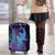 Hawaiian Volcano and Shark Luggage Cover Polynesian and Hibiscus Pattern Purple Cyan Gradient