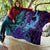 Hawaiian Volcano and Shark Quilt Polynesian and Hibiscus Pattern Purple Cyan Gradient