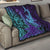 Hawaiian Volcano and Shark Quilt Polynesian and Hibiscus Pattern Purple Cyan Gradient