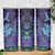 Hawaiian Volcano and Shark Skinny Tumbler Polynesian and Hibiscus Pattern Purple Cyan Gradient