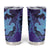 Hawaiian Volcano and Shark Tumbler Cup Polynesian and Hibiscus Pattern Purple Cyan Gradient