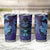 Hawaiian Volcano and Shark Tumbler Cup Polynesian and Hibiscus Pattern Purple Cyan Gradient