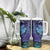 Hawaiian Volcano and Shark Tumbler With Handle Polynesian and Hibiscus Pattern Purple Cyan Gradient