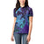 Hawaiian Volcano and Shark Women Polo Shirt Polynesian and Hibiscus Pattern Purple Cyan Gradient