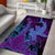 Hawaiian Volcano and Shark Area Rug Polynesian and Hibiscus Pattern Violet Gradient