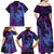 Hawaiian Volcano and Shark Family Matching Off Shoulder Maxi Dress and Hawaiian Shirt Polynesian and Hibiscus Pattern Violet Gradient