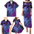 Hawaiian Volcano and Shark Family Matching Puletasi and Hawaiian Shirt Polynesian and Hibiscus Pattern Violet Gradient