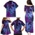 Hawaiian Volcano and Shark Family Matching Puletasi and Hawaiian Shirt Polynesian and Hibiscus Pattern Violet Gradient