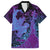 Hawaiian Volcano and Shark Family Matching Puletasi and Hawaiian Shirt Polynesian and Hibiscus Pattern Violet Gradient