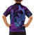 Hawaiian Volcano and Shark Hawaiian Shirt Polynesian and Hibiscus Pattern Violet Gradient