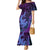 Hawaiian Volcano and Shark Mermaid Dress Polynesian and Hibiscus Pattern Violet Gradient