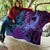 Hawaiian Volcano and Shark Quilt Polynesian and Hibiscus Pattern Violet Gradient