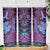 Hawaiian Volcano and Shark Skinny Tumbler Polynesian and Hibiscus Pattern Violet Gradient